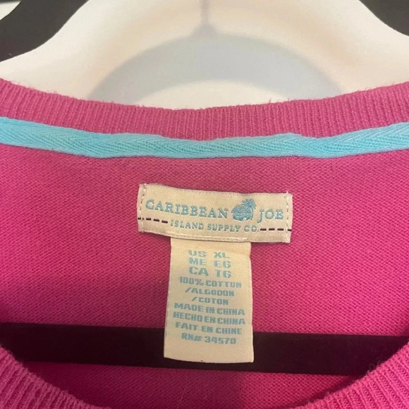 Caribbean Joe just beachy hot pink sweater XL - Picture 2 of 3
